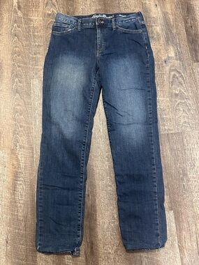 Eddie Bauer Women’s Flannel Lined Jeans Size 4 Boyfriend Relaxed Dark Blue